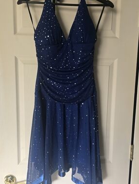 Taboo Y2K Deb's Royal Blue Sequin Halter Dress
